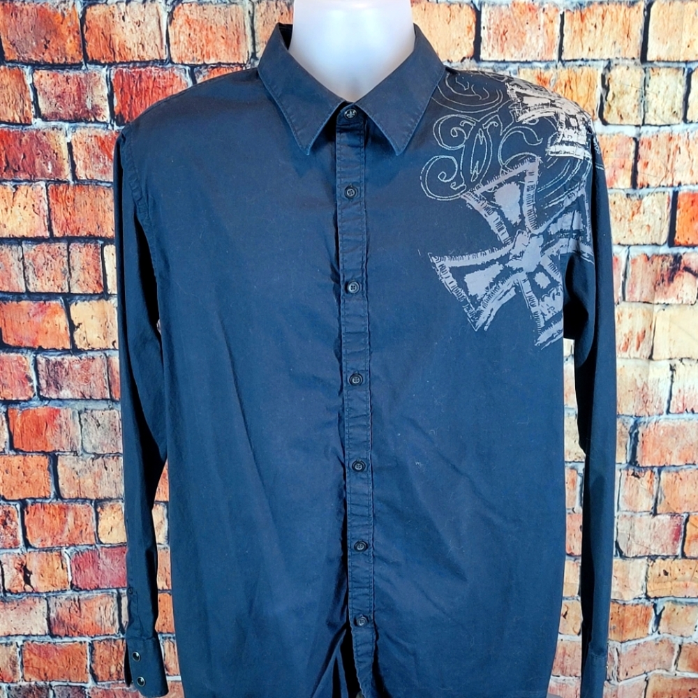 Apt.9 Graphic black button down.